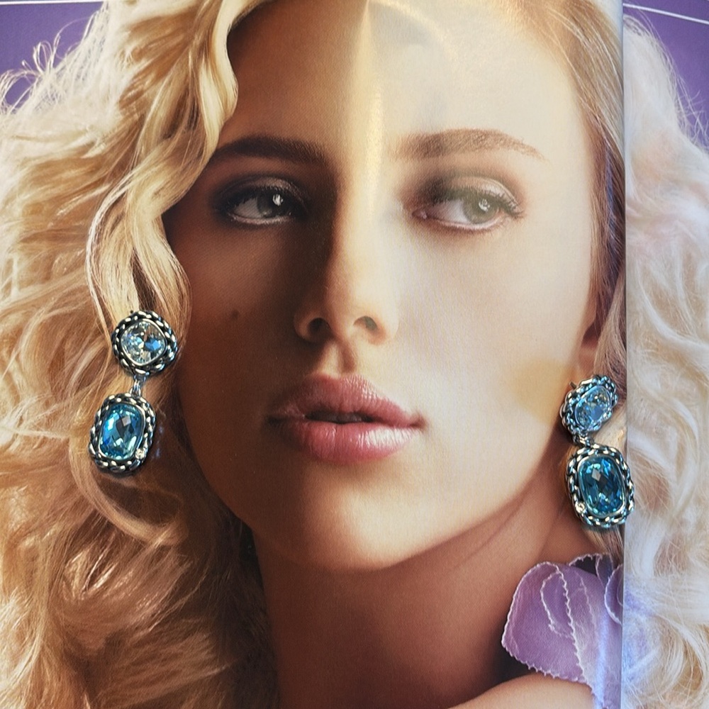 Authentic Swarovski Elegant Aqua Blue Pierced Gemstone Earrings.